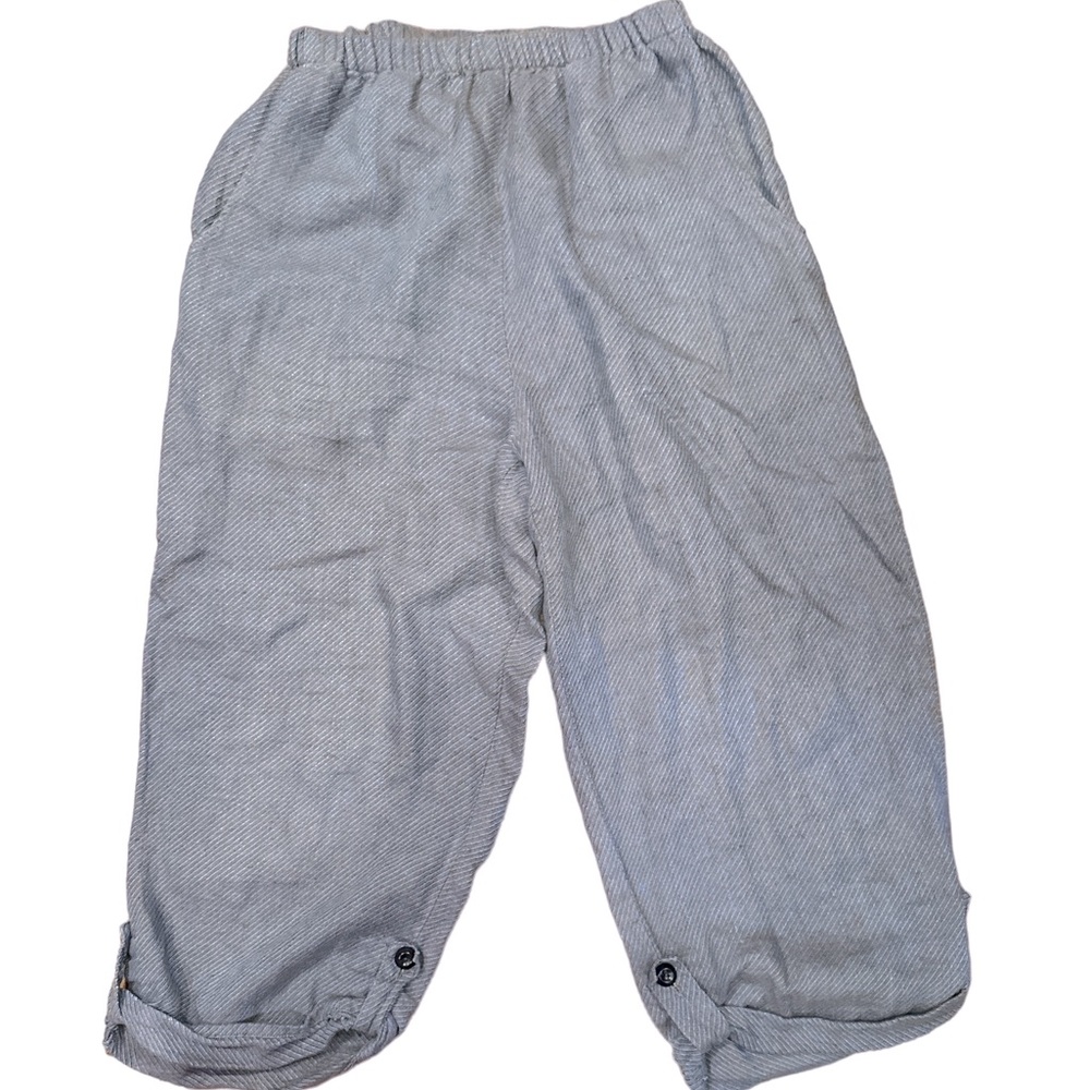 Flax 100% Linen Oversized Cropped Pants Blue-Lavender Sz Small Very Good
